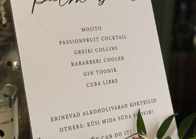 kokteilimenüü pulmapeol