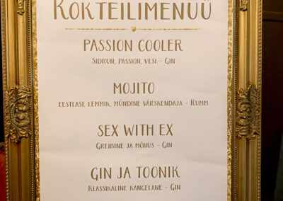 pulma kokteilimenüü